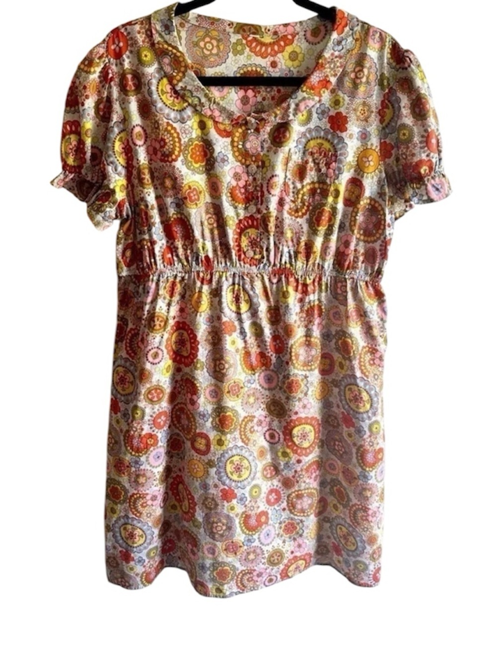 Floral Paisley Short Sleeve Women's Top in Multi-Color